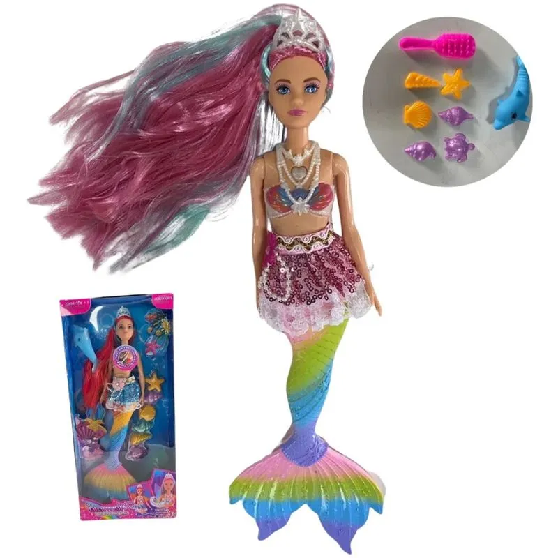 Linda Boneca Sereia Que Brilha De Pelúcia Para Criança Presente De Aniversário Com Garantia