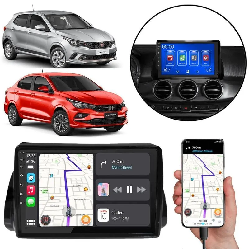 Kit Multimidia Mp5 Carplay 9pol Argo Cronos 2018 19 20 21-23