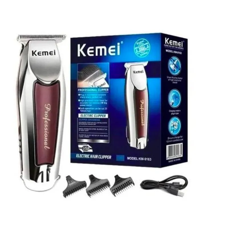 Aparador De Pelo Kemei Km-9163 Prateado 110v/220v