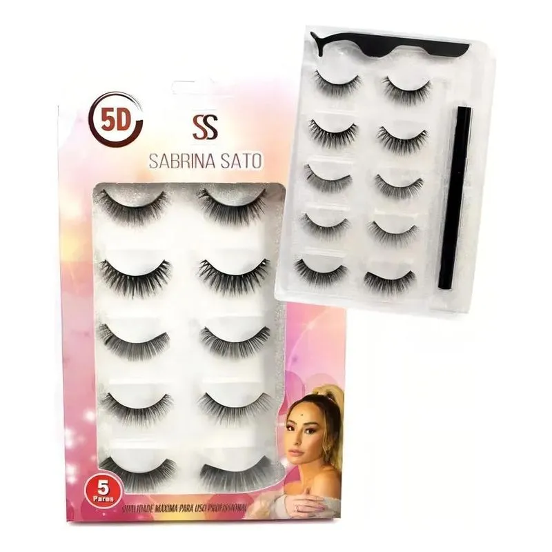 5x Cílios Magnético Postiço 5d Sabrina Sato Kit Com 5 Pares