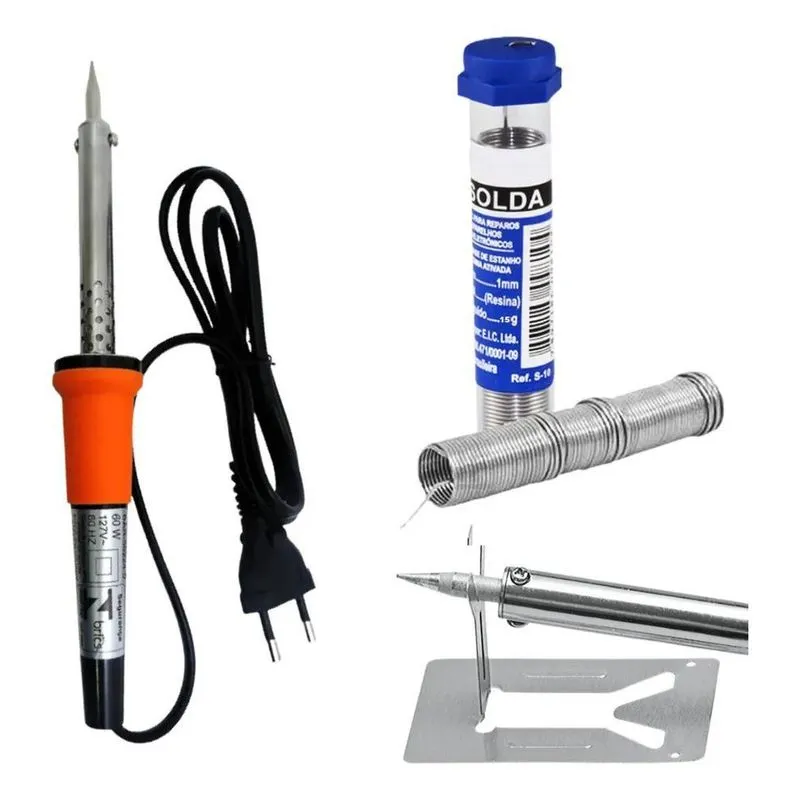 10x Kit Ferro De Solda Soldar Soldador 60w + Estanho