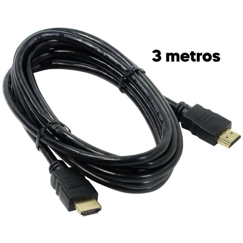 Cabo Hdmi 3 Metros 4K Hd 3D Full Hd Tv Pc Preto