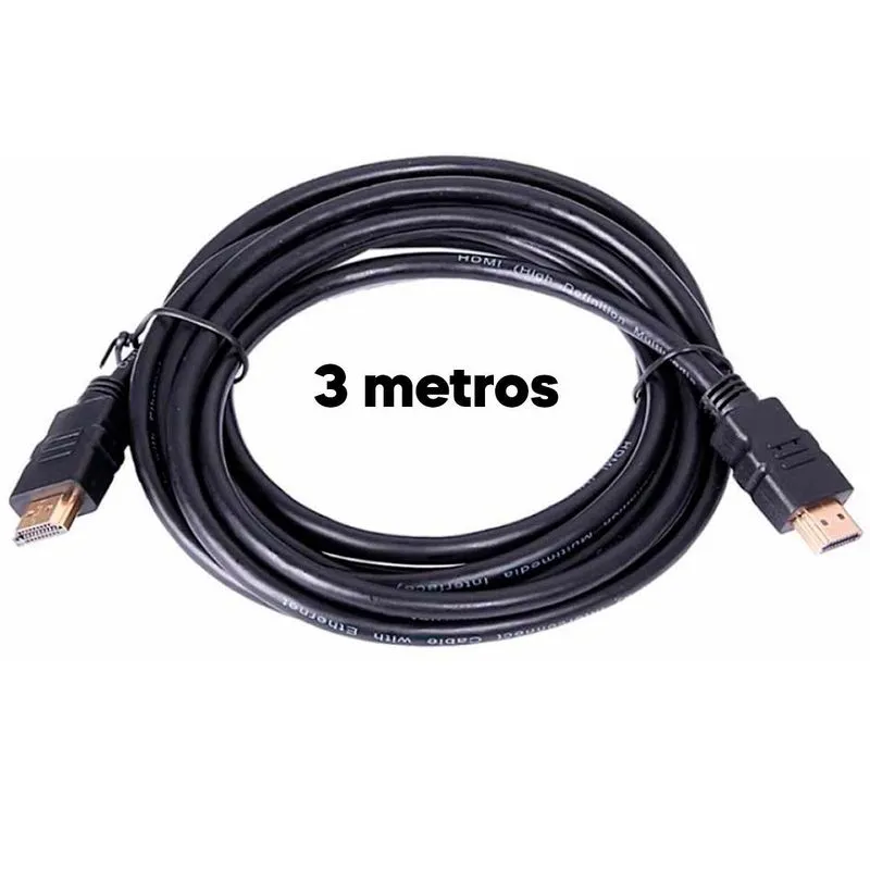 Cabo Hdmi 3 Metros 4K Hd Full Hd Preto Gamer Escritórios