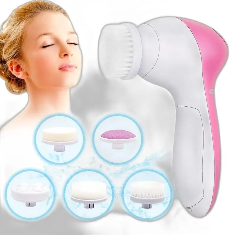 Escova 5 Em 1 Facial Elétrica Para Esfoliação E Rugas