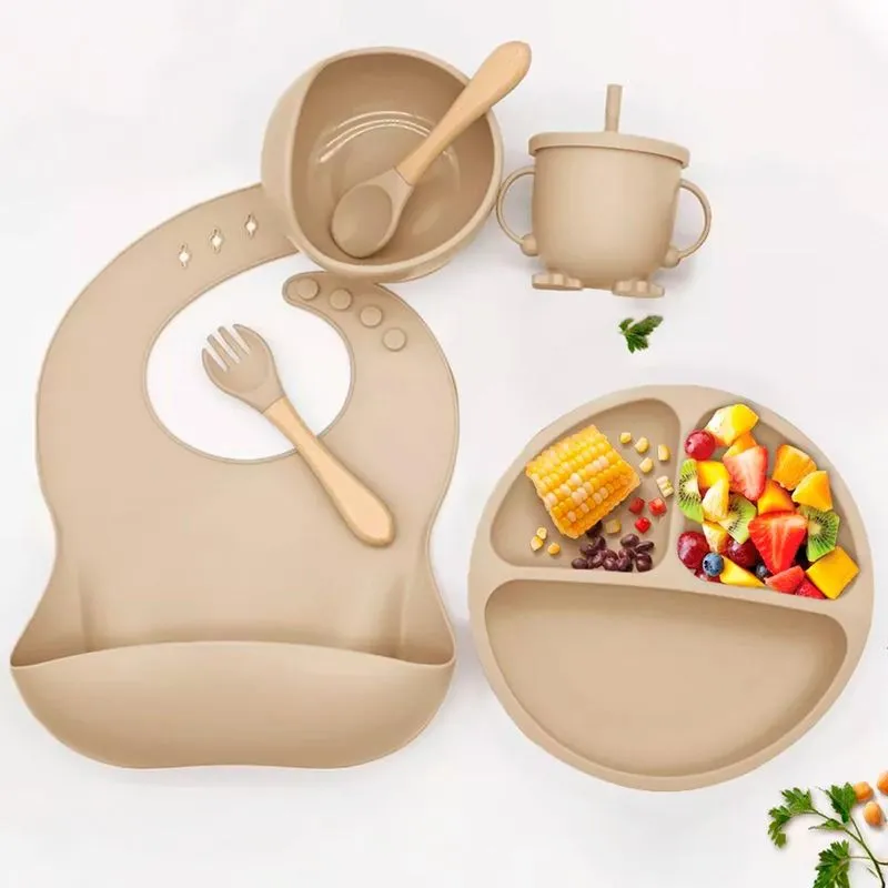 Kit Papinha Bebê Prato Talher Babador Tigela Copinho