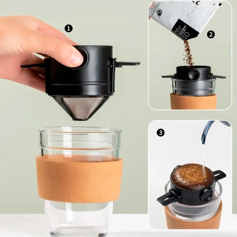 Coador De Café Individual Pequeno Filtro Reutilizável Inox