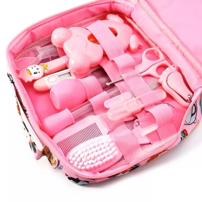 Kit Higiene Rosa Infantil Bolsa Pente Tesoura Termômetro