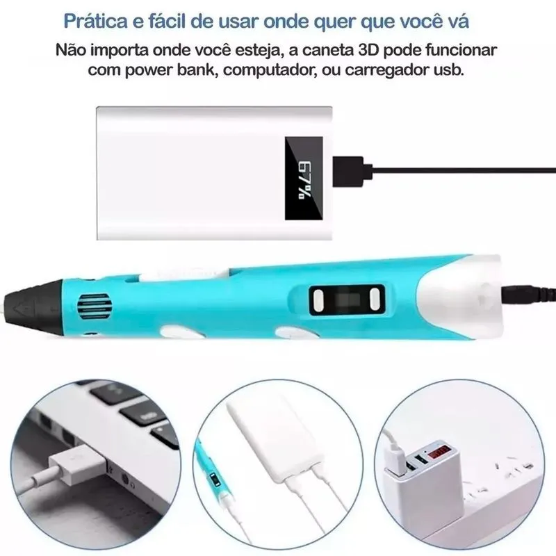 Caneta 3d Cores Educativo Impressora Desenho Bivolt