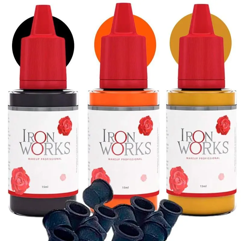 Pigmentos Iron Works Preto, Mandarine E Cast Claro - Combo