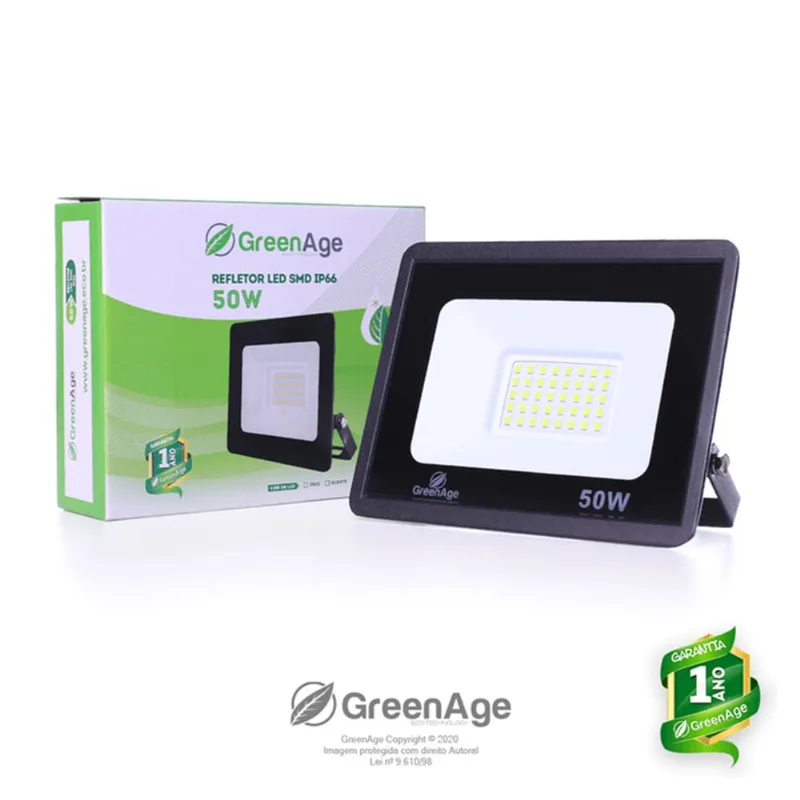 Refletor Holofote LED smd 50W IP66 Branco Quente