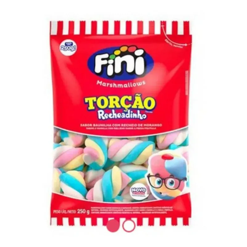 5x Pacote Marshmallow Torção Fini 250gr Torção Recheado