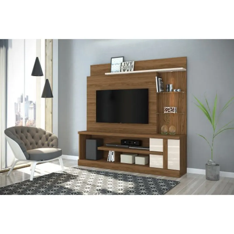 Home Theater Alan Naturale/Off White - Madetec Móveis