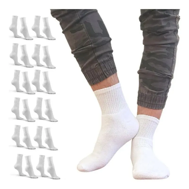10x Kit 12 Pares Meias Masculina Cano Alto Algodão Longo Mé