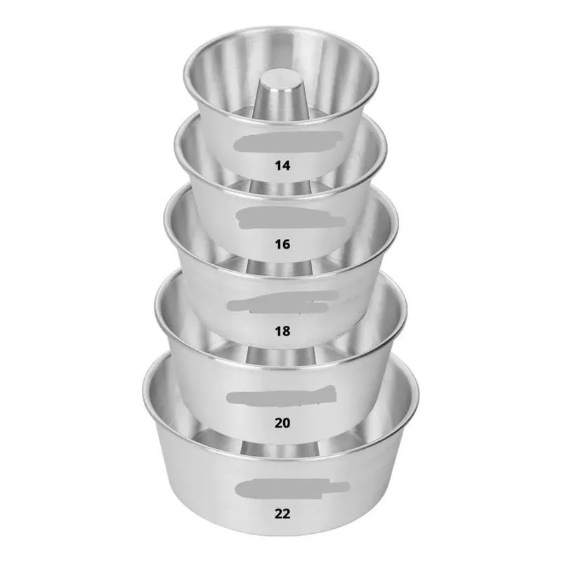 10x 5 Forma Bolo Pudim Redonda Com Tubo 14-16-18-20-22 E3