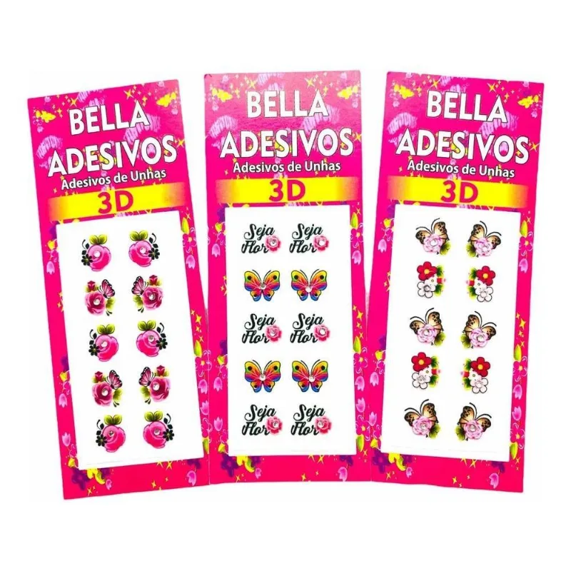 5x 1000 Peliculas Kit Adesivos De Unha 3d Bella Adesivos