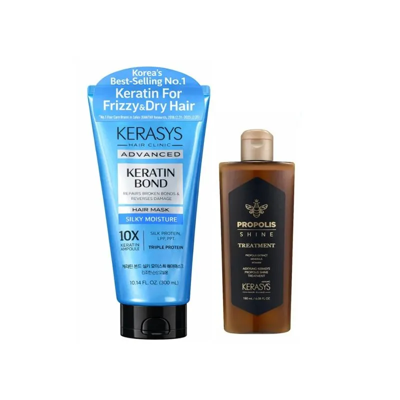 Kerasys Kit (Tratamento Própolis Shine 180ml + Máscara Silk Moisture 300ml)