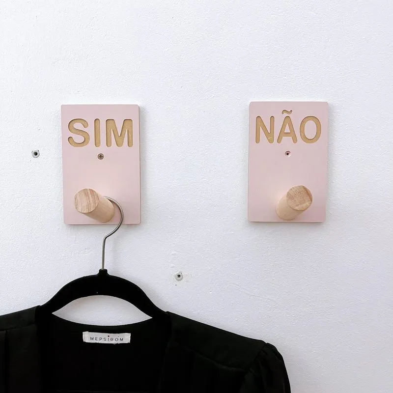 10 Ganchos Provador De Loja Sim Não Roupas Boho Rosa Premium