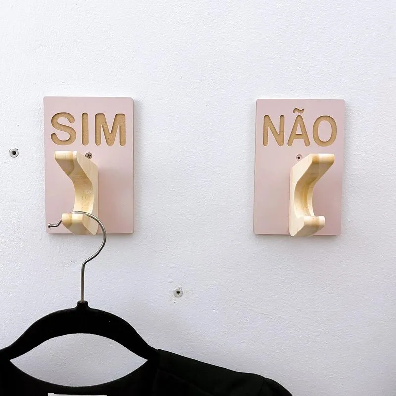 6 Ganchos Sim Não Provador De Loja Roupas Boho Premium Rosa