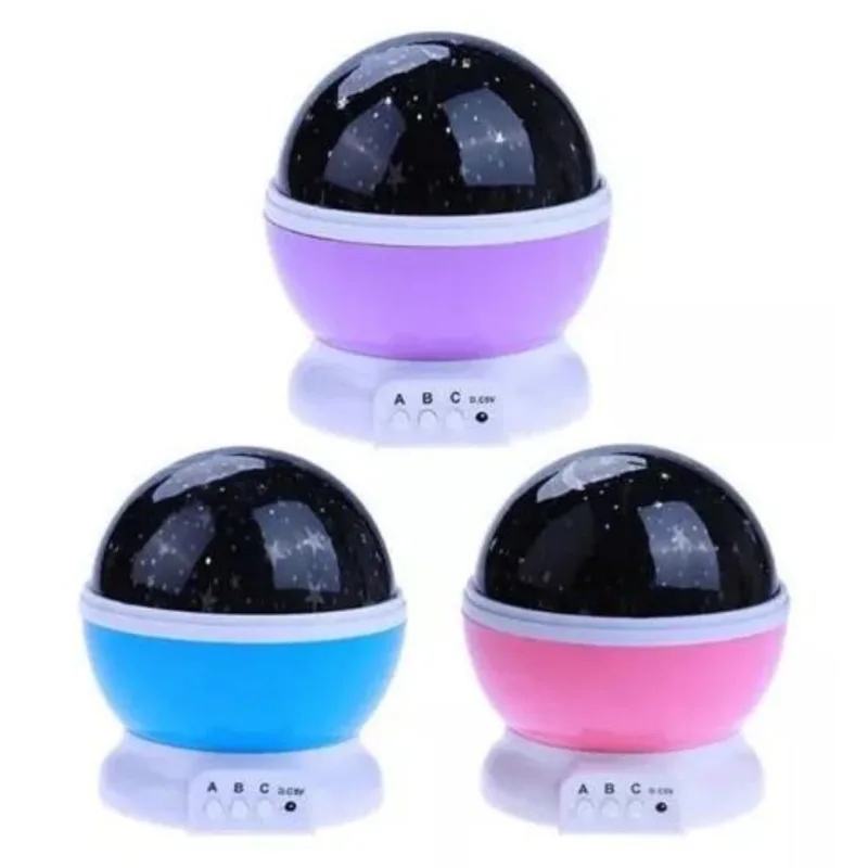 Luminária De Mesa Infantil Projetor Luzes Led Abajur 360° Roxo