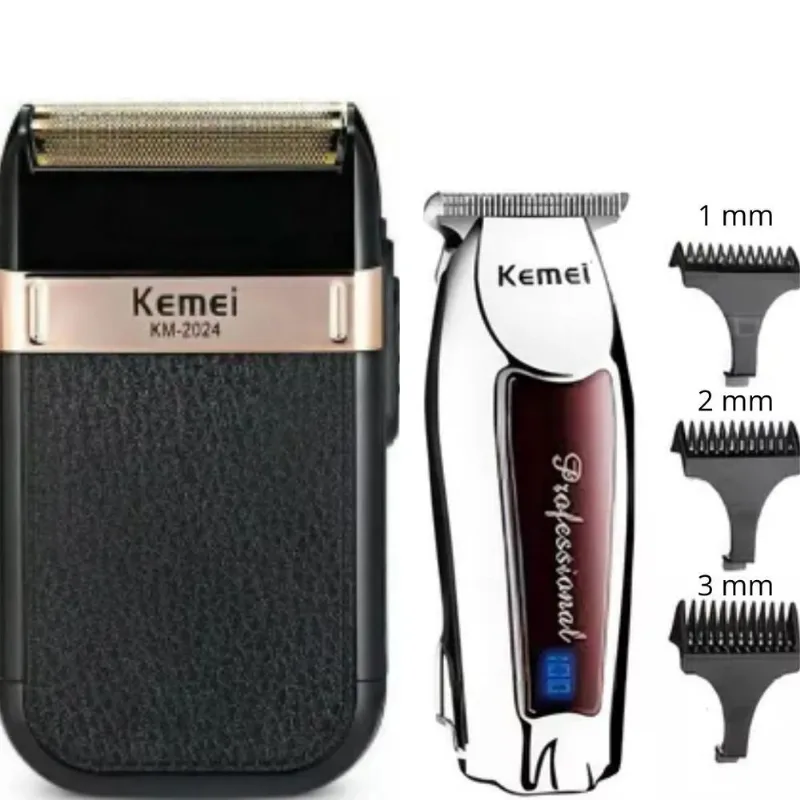 Kit Cuidado Masculino (kemei 2024 + 9164) Ideal Para Barba