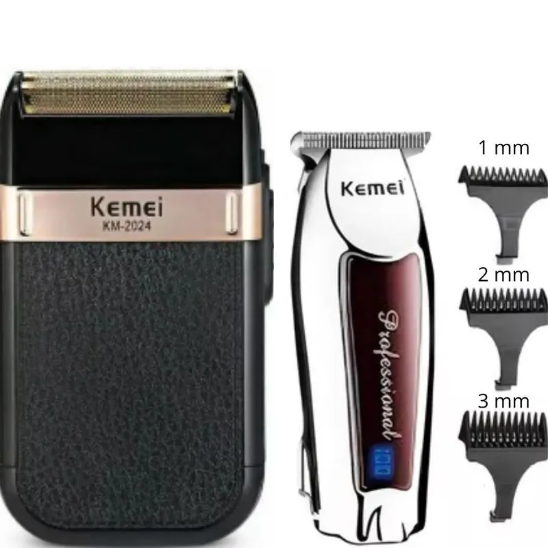 Kit Cabeleireiro Pró Máquininha Kemei 9164 + 2024 Eficiente