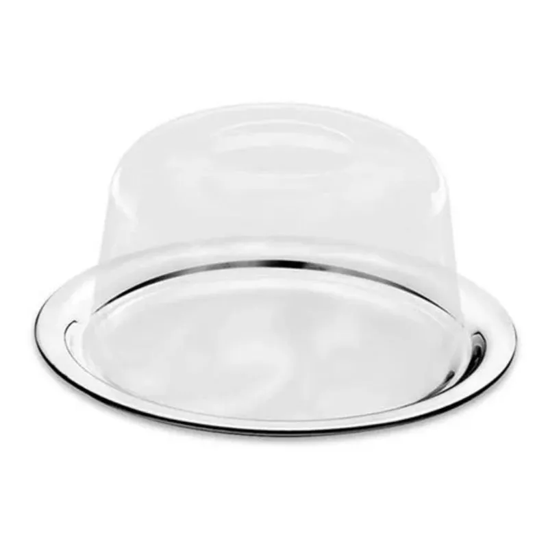 Queijeira De Inox Com Cúpula - 21cm - Porta Queijo De Inox