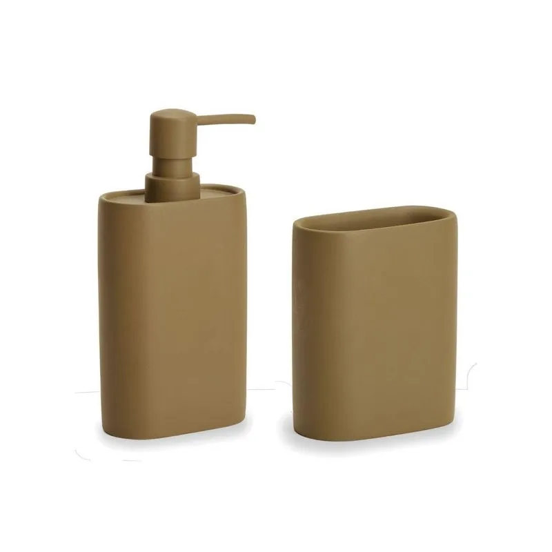 Kit Porta-sabonete E Copo Em Cimento Verde Militar