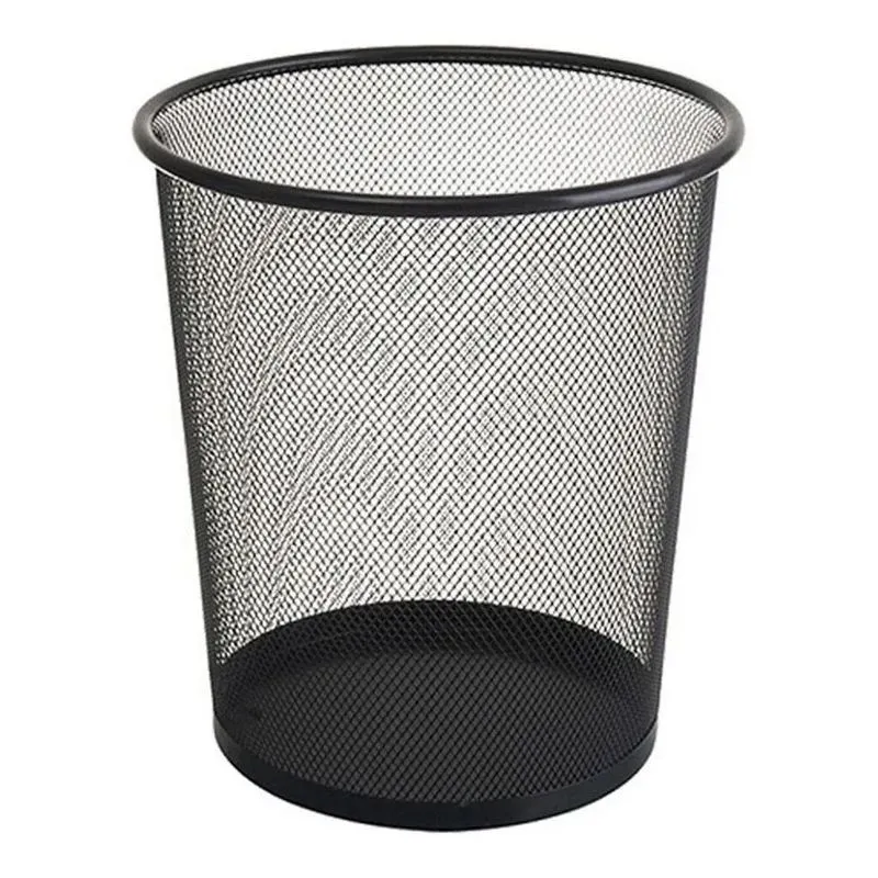 3x Lixeira Metal Aramado Cesto Lixo Escritório 8 Litros Pret