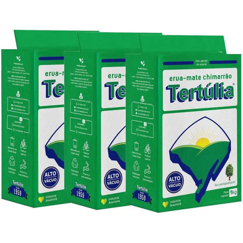 Kit 3 Erva-mate De Qualidade Chimarrão Embalagem A Vácuo 1kg