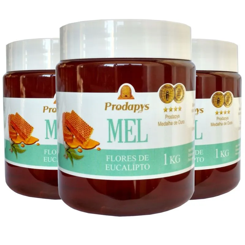 Mel Flores De Eucalipto 1kg - Eleito O Melhor Mel Do Mundo Kit Com 3