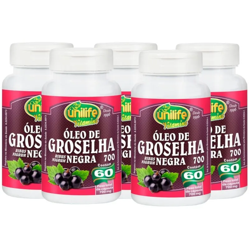 Óleo De Groselha Negra 60 Cápsulas 700mg Kit Com 5