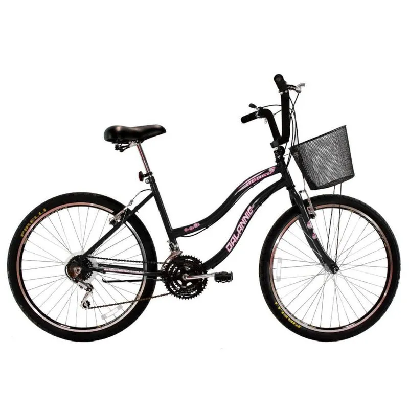 Bicicleta Feminina Aro 26 Com 18 Marchas Beach Preta