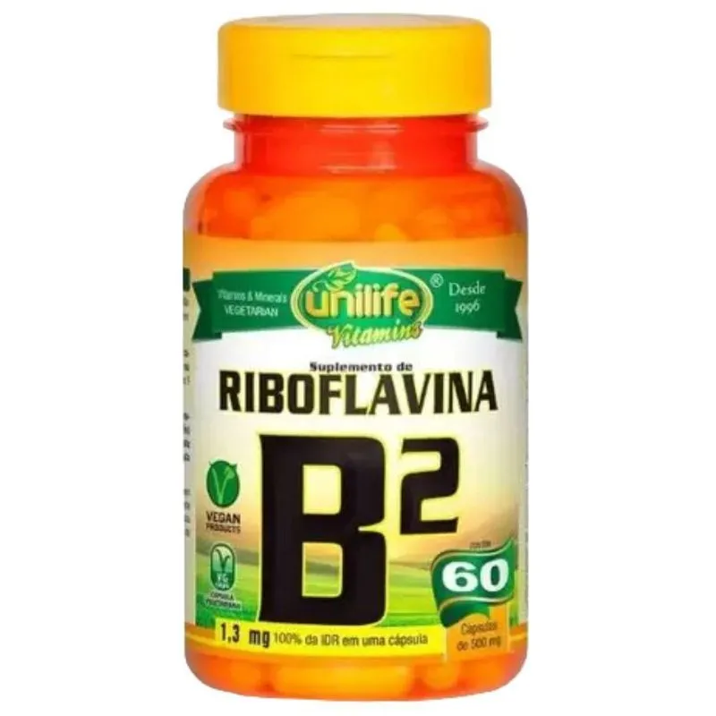 Vitamina B2 Riboflavina Vegana 60 Cápsulas De 500Mg