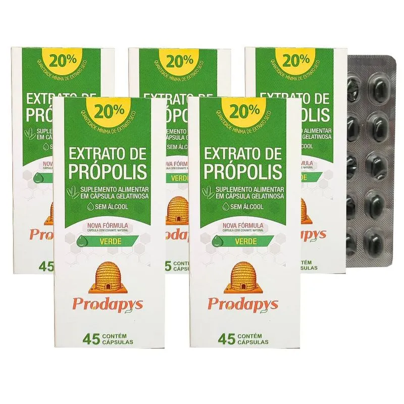 Própolis Verde - Suplemento Alimentar 45 Cápsulas Kit Com 5