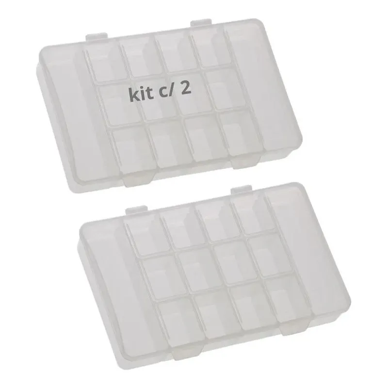 Kit 2 Caixas Box Oganizadora Com 14 Divisórias Porta Costura