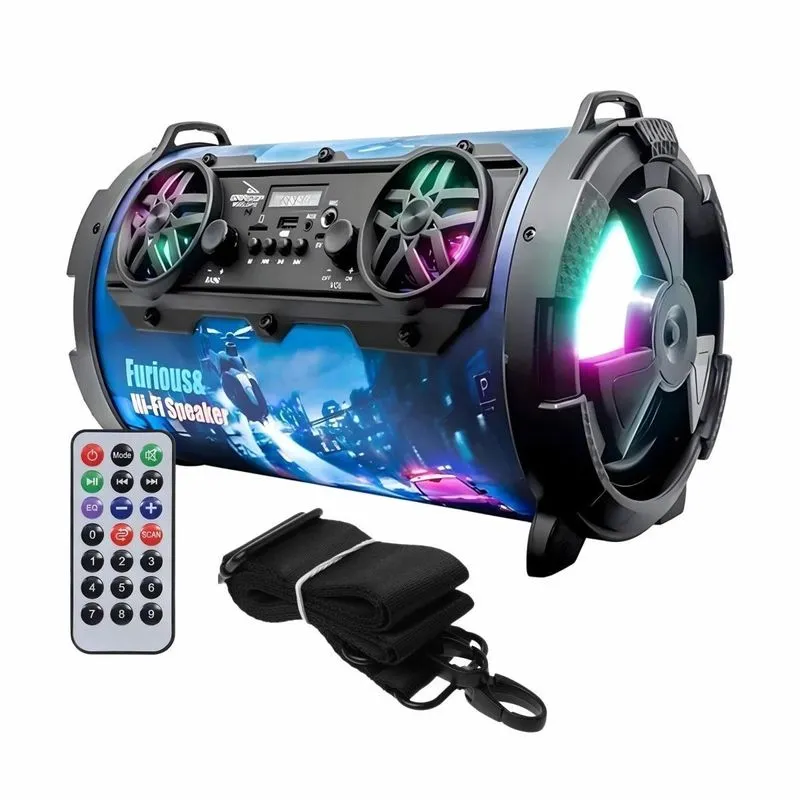 Caixa De Som Bluetooth Canhão 40W DP-12 Com Led E Alça