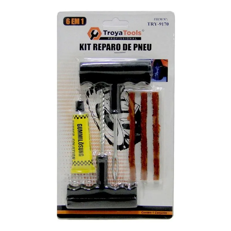 Kit Reparo Pneu Remendo Profissional Carro Moto s/ Câmara