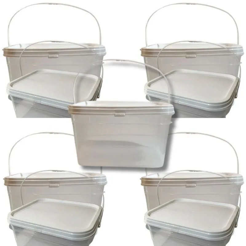 Balde Alça Plastica Alimentício Transparente 2.4l 05 Pçs