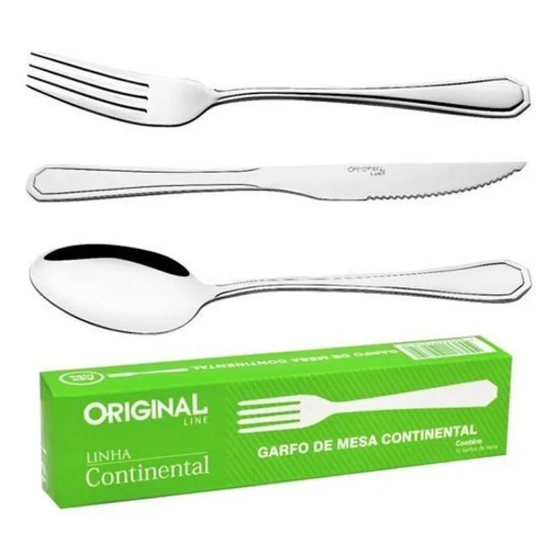 Jogo Garfo Faca Colher Inox 18 Peças Restaurante Bufffet