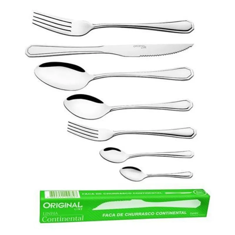 Jogo Garfo Faca Inox 42 Peças Bar/Restaurante Bufffet