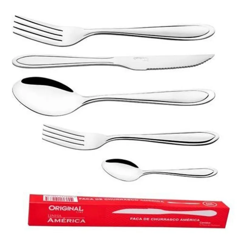 Jogo Garfo Faca Colher Inox 60 Peças Bar/Restaurante Buffet