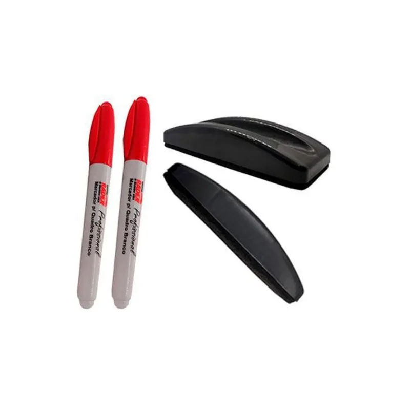 Kit Quadro Branco Radex 2 Canetas Vermelhas + Apagador Preto