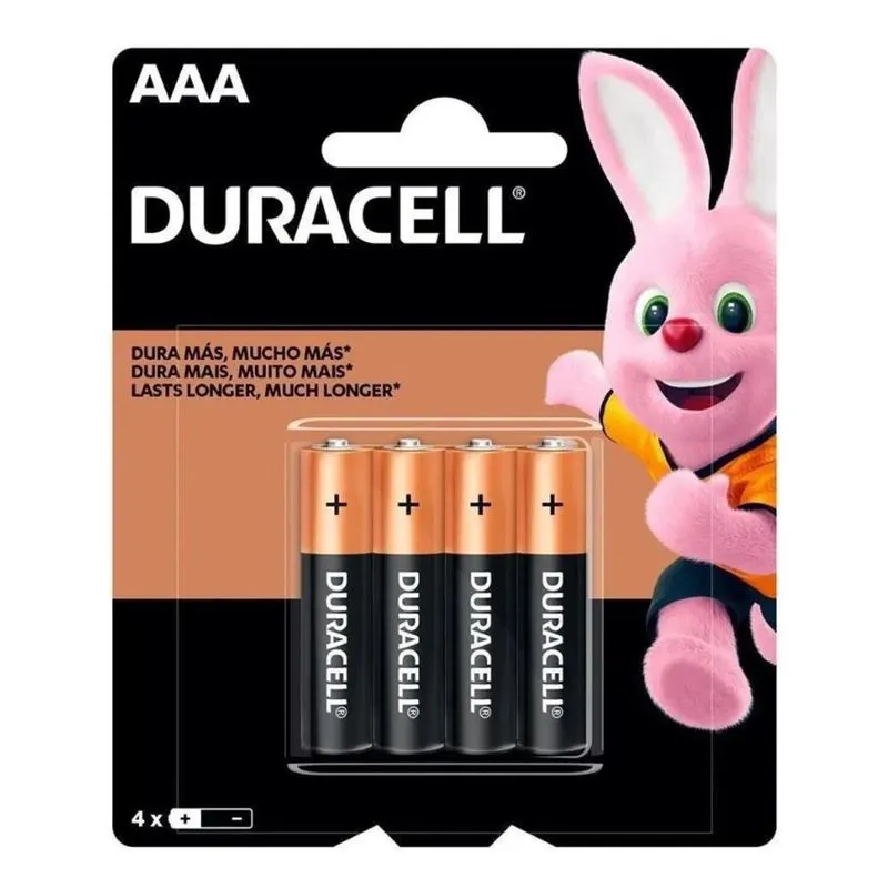 16 Pilhas DURACELL DURALOCK Alcalina AAA Embalagem C/4 Unids