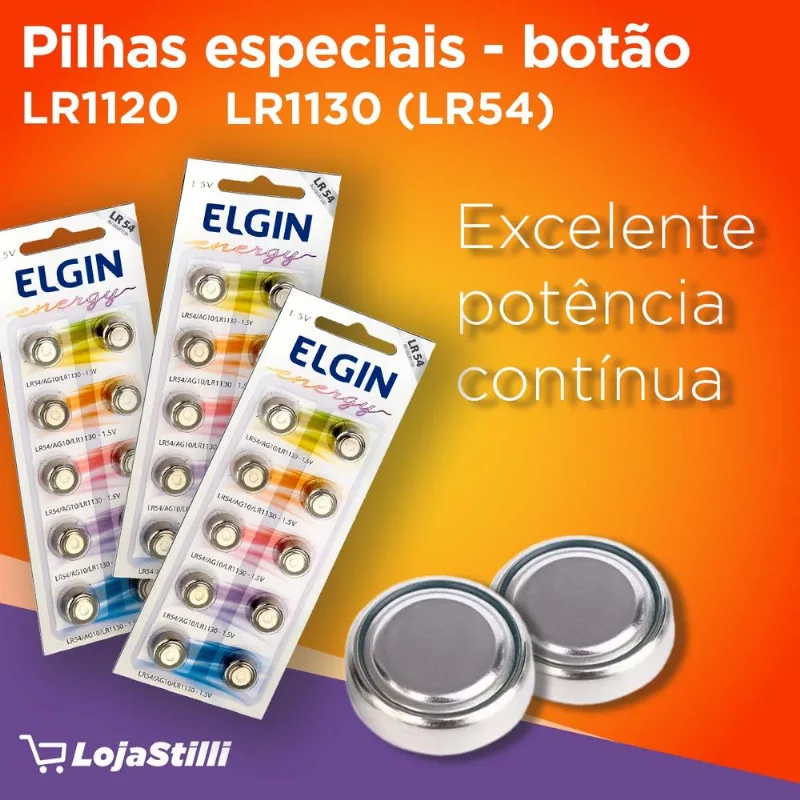 Pilha Alcalina LR1130 Elgin Bateria LR54 AG10 kit 250 unidades