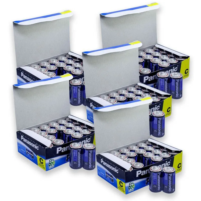 120 Pilhas C Média Comum Zinco Carvão Panasonic 5 Bandejas