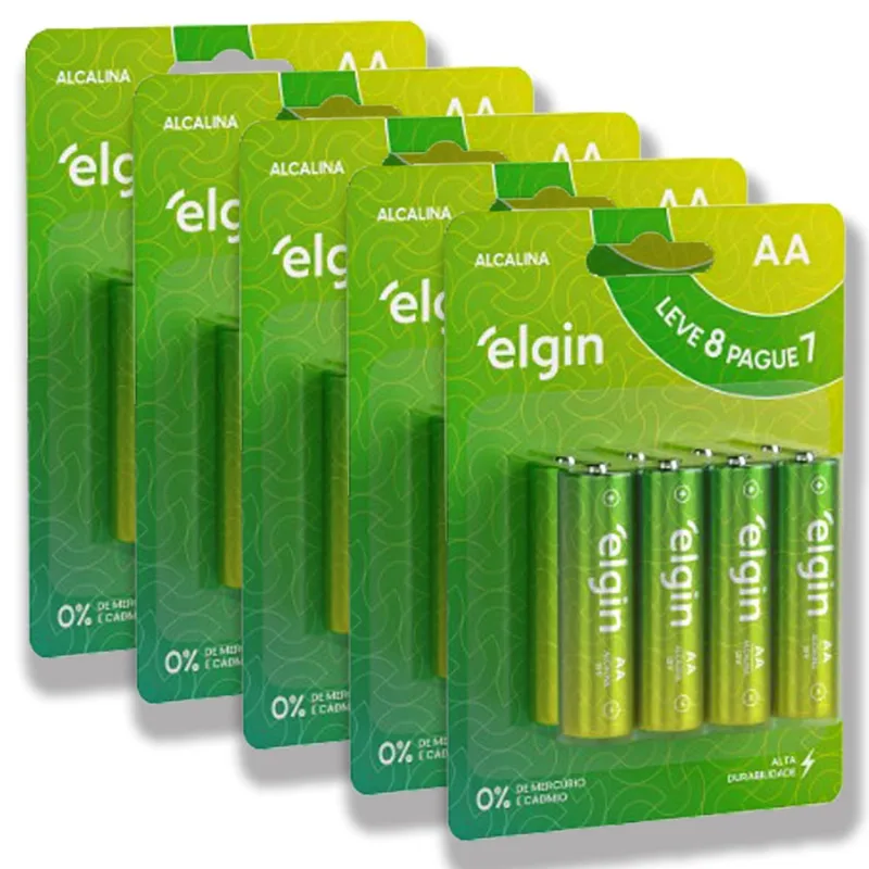 Pilha Alcalina aa Elgin Bateria 2A Pequena kit 40 unidades