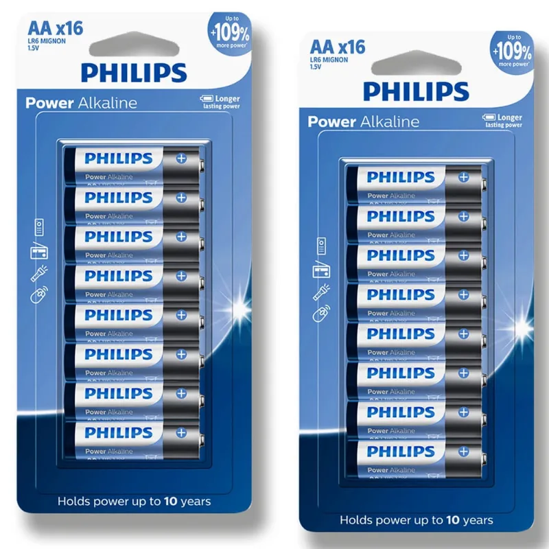 Pilha Alcalina aa Philips Bateria 2A Pequena kit 32 unidades
