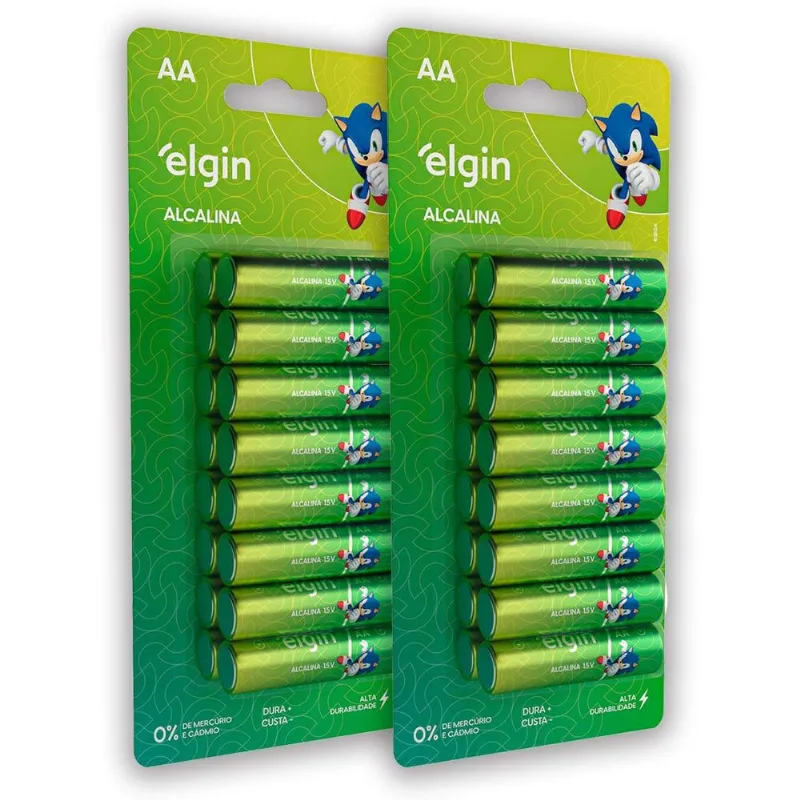 Pilha Alcalina AA Elgin Bateria 2A Pequena 32 unidades