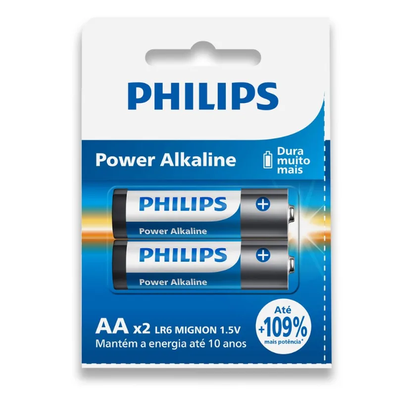 Pilha Alcalina AA Philips Bateria 2A Pequena 2 unidades