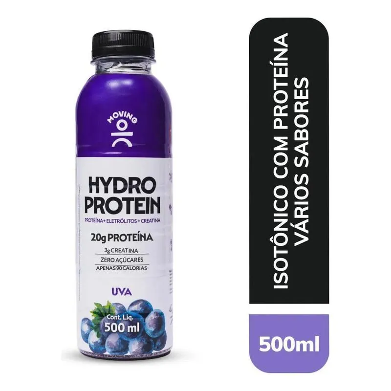 5x Bebida Moving Hydro Protein Isotônico Sabor Uva 500ml
